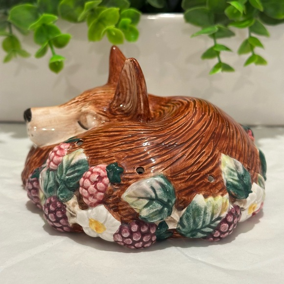 Vintage 1990 Fitz and Floyd Reynard Inspired Sleeping Red Fox Potpourri Holder - Picture 3 of 7